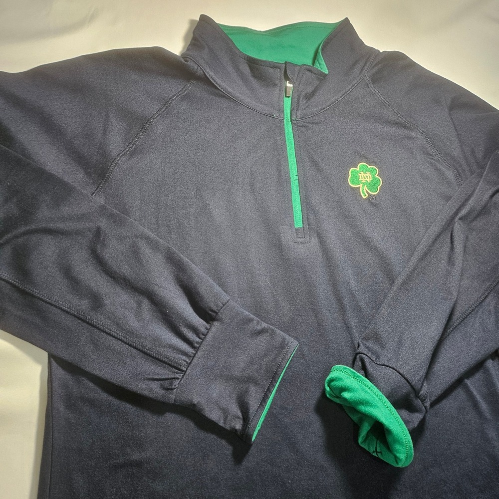 Women’s Navy Quarter-Zip Pullover with Green Trim